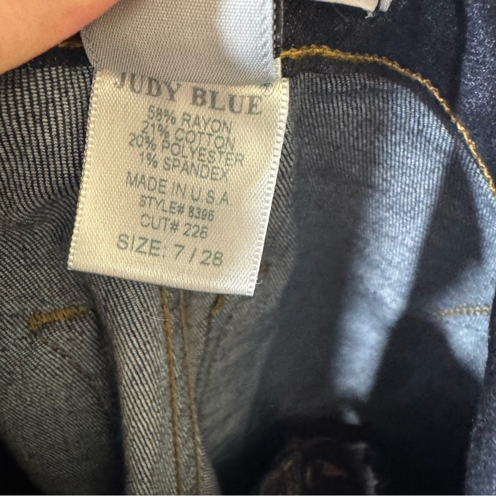 Judy Blue High Waist Super Flare Denim Blue Dark Jeans Raw Hem Women's Sz 7/ 28 - Picture 8 of 8